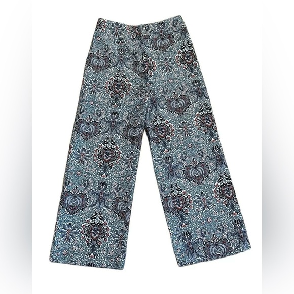 🌸 Urban Outfitters Juliet Paisley Jacquard Crop Pants - Picture 2 of 4